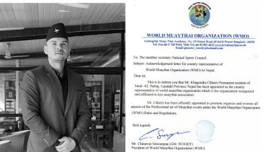 Photo of वर्ल्ड मुआथाईको नेपाल प्रतिनिधिमा क्षेत्री