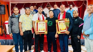 Photo of भलिबल संघका सल्लाहकार पराजुली र शर्मा तथा गीतकार बिष्ट र गायक बानिया सम्मानित