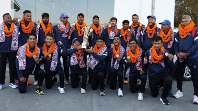 Photo of एसीसी यु–१९ क्रिकेट उपाधि विजेता टोली स्वदेश फर्कियो