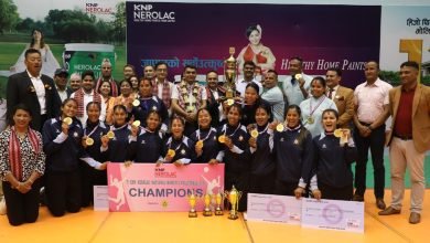 Photo of शेरबहादुर खड्का स्मृति राष्ट्रिय महिला भलिबल : एपीएफ छैटौंपटक च्याम्पियन