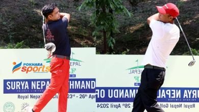 Photo of सूर्य नेपाल काठमाडौं ओपन : दोस्रो दिन दिनेश र भुवन शीर्षस्थानमा