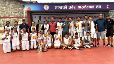 Photo of यू–१५ विद्यालय खेलकुद : बास्केटवलमा बागमतीलाई २ स्वर्ण, गण्डकीलाई २ रजत