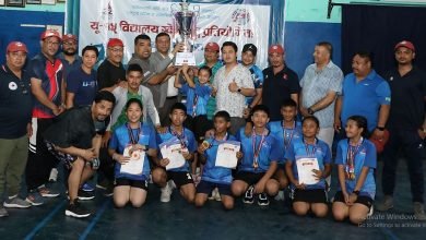 Photo of यू–१५ विद्यालय खेलकुद : टेबलटेनिसमा बागमतीका जयस्नुलाई तीन स्वर्ण