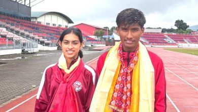 Photo of जुनियर एथलेटिक्स खेलाडी बादल र नारायणीको बिदाई
