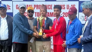Photo of गण्डकी प्रदेश यू–१६ पुरुष क्रिकेटको उपाधि नवलपुरले जित्यो