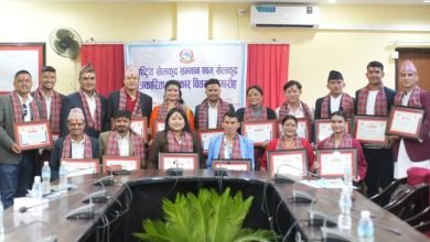 Photo of खेलाडीसहित पत्रकारलाई राष्ट्रिय खेलकुद प्रतिभा पुरस्कार प्रदान