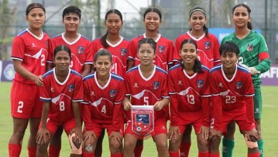 Photo of भुटानविरुद्ध नेपालको ८-० को जित, पुर्णिमा र मीनाको ह्याट्रिक