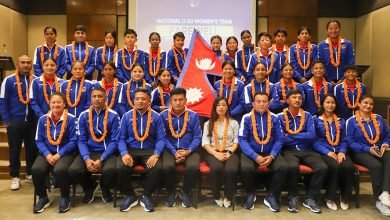 Photo of साफ यू-२० च्याम्पियनसिप खेल्ने महिला फुटबल टिमको बिदाई