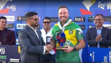 Photo of डिभिलीयर्सको तुफानी शतकमा दक्षिण अफ्रिकाले जित्यो ‘वर्ल्ड च्याम्पियन्स अफ लिजेण्डस’को उपाधि