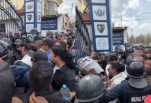 Photo of एन्फा मुख्यालय अगाडि क्लब प्रतिनिधिहरूको नाराबाजी