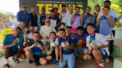 Photo of मनुश्री/भिग्नजित राष्ट्रिय जुनियर टेनिसमा यू१८ तर्फ दर्शिललाई स्वर्ण, यू१२ र यू१४ मा सारालाई दोहोरो स्वर्ण